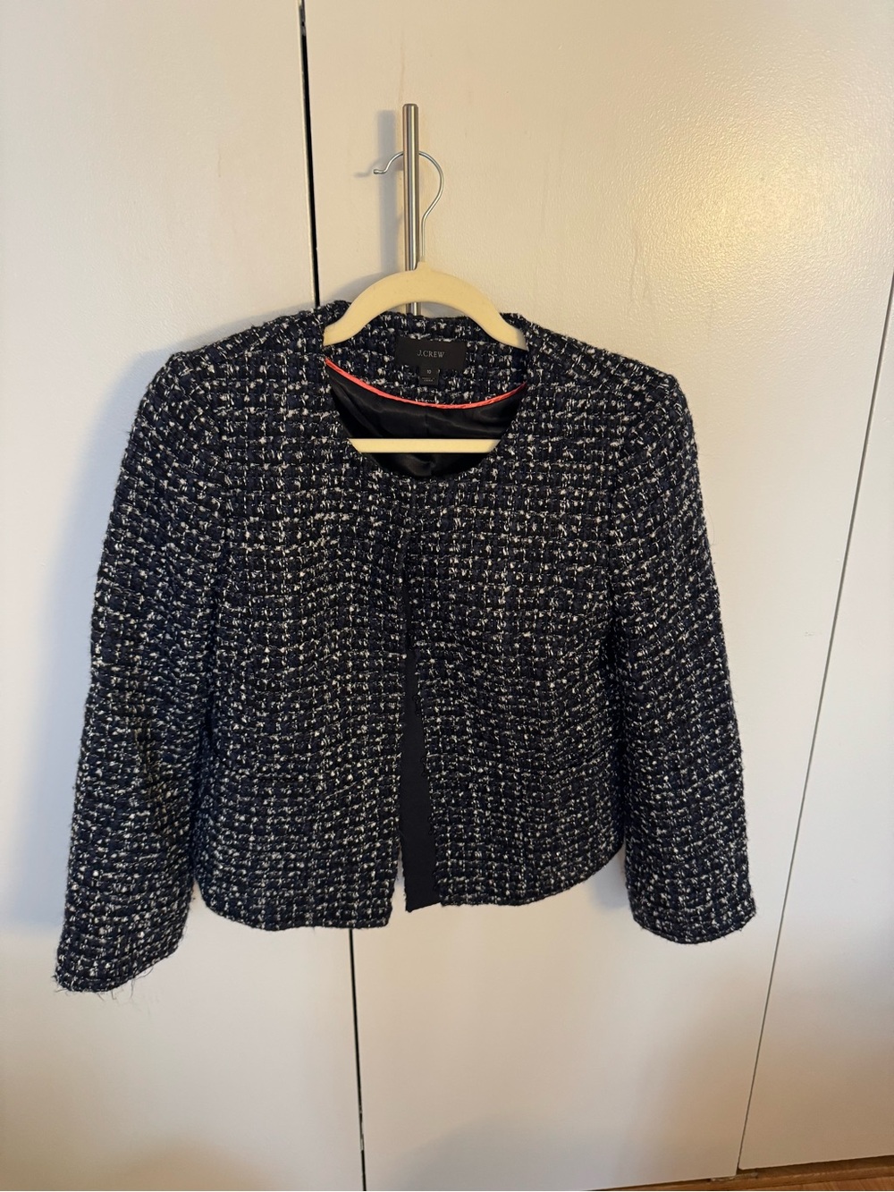 J. Crew Navy Tweed Cropped Blazer